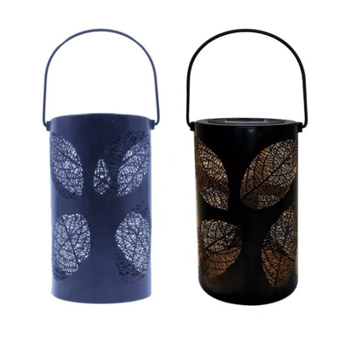 Outdoor-Garten-Solar-LED-Schmiedeeisen-Hohl-tragbares Licht, Leaves Black – Bild 2