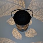Outdoor-Garten-Solar-LED-Schmiedeeisen-Hohl-tragbares Licht, Leaves Black – Bild 4