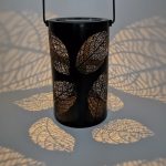 Outdoor-Garten-Solar-LED-Schmiedeeisen-Hohl-tragbares Licht, Leaves Black – Bild 5