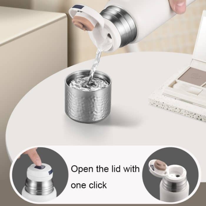 Thermoskaffeetasse aus Edelstahl 316 mit gehämmertem Deckel und Teefilter, 430ml(Purple), 430ml(White), 430ml(Black) – Bild 6