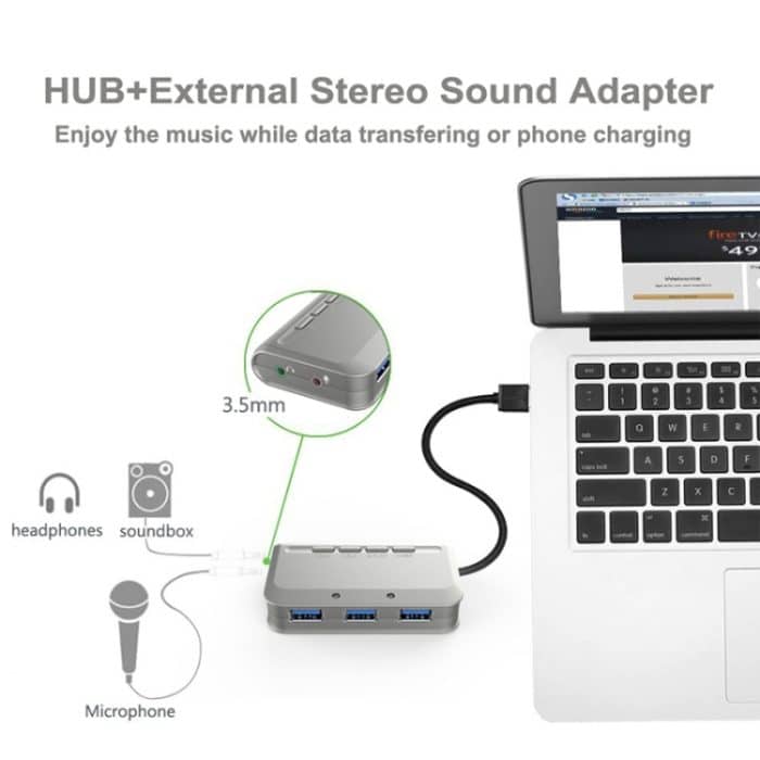 MB-103 USB 3.1 HUB ohne Laufwerk mit drei Anschlüssen + 7.1 Sprachverzerrer-Soundkarte, Hochgeschwindigkeits-Dockingstation, Kabellänge: 1,2 m – Bild 5