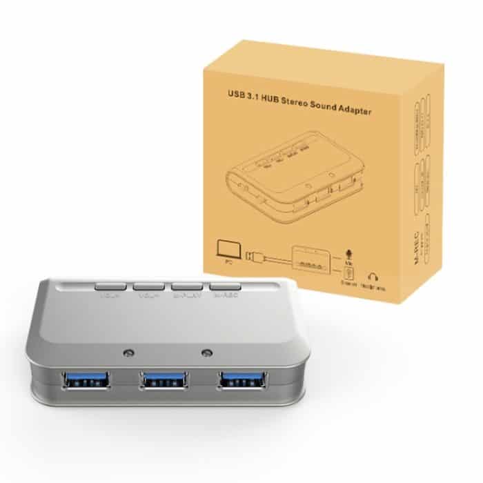 MB-103 USB 3.1 HUB ohne Laufwerk mit drei Anschlüssen + 7.1 Sprachverzerrer-Soundkarte, Hochgeschwindigkeits-Dockingstation, Kabellänge: 1,2 m – Bild 7