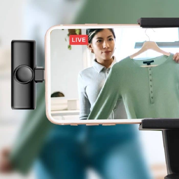 Drahtloses Lavalier-Mikrofon für Mobiltelefone, Live-Videoaufnahmen, kleines Mikrofon, 8 Pin Direct 1 To 1, Type C  1 To 1, Type-C 1 To 2 – Bild 7