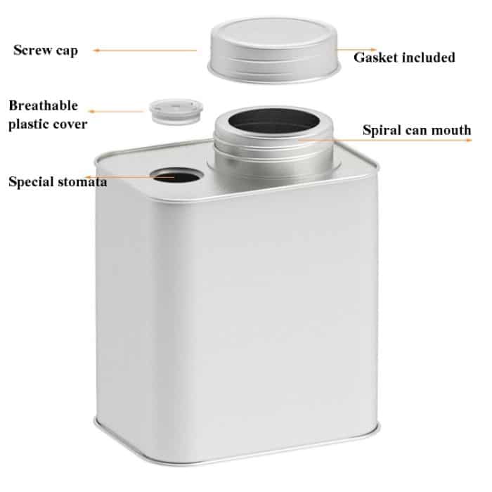 3 Stück quadratische Weißblech-Metalldosen, versiegelte Dosen für Kaffeebohnenpulver, Spezifikation:, With Air Valve, Without Air Valve – Bild 3