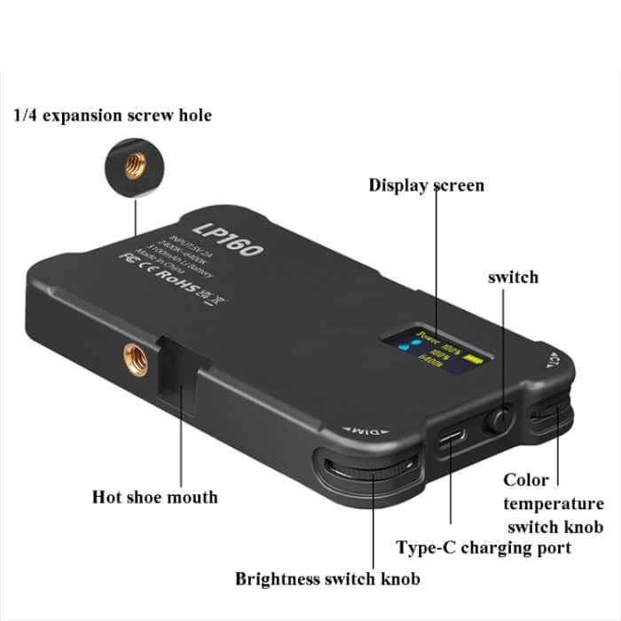 LP160 180 LEDs Square Pocket Fill Light Dual Farbtemperatur Tragbare Mobiltelefon SLR Computerfotografie Füllen Sie Licht – Bild 4