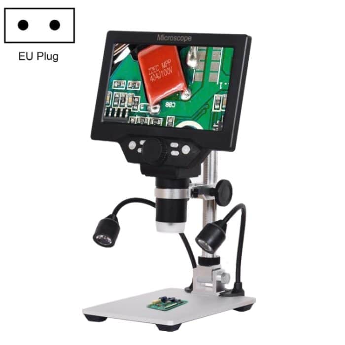 G1200D 7-Zoll-LCD-Bildschirm 1200X tragbares elektronisches digitales Desktop-Ständermikroskop, EU Plug Without Battery, US Plug Without Battery, AU Plug Without Battery, UK Plug Without Battery – Bild 1