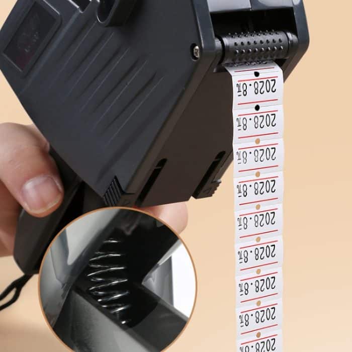 Deli 7500 Handheld-Etikettendrucker mit Datums- und Chargennummer, With 2 Ink Wheel +1 Roll Price Tag – Bild 4