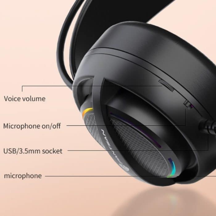 PANTSAN PSH-100 USB-Kabel-Gaming-Kopfhörer-Headset mit Mikrofon, 3.5mm Black, 3.5mm White, 3.5mm Orange, 3.5mm Yellow, 7.1 USB Black – Bild 5