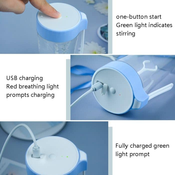 VE-V8 USB-Aufladung, automatischer Rührbecher, vollständig versiegelter, auslaufsicherer elektrischer Schüttelbecher, 450ml – Bild 7