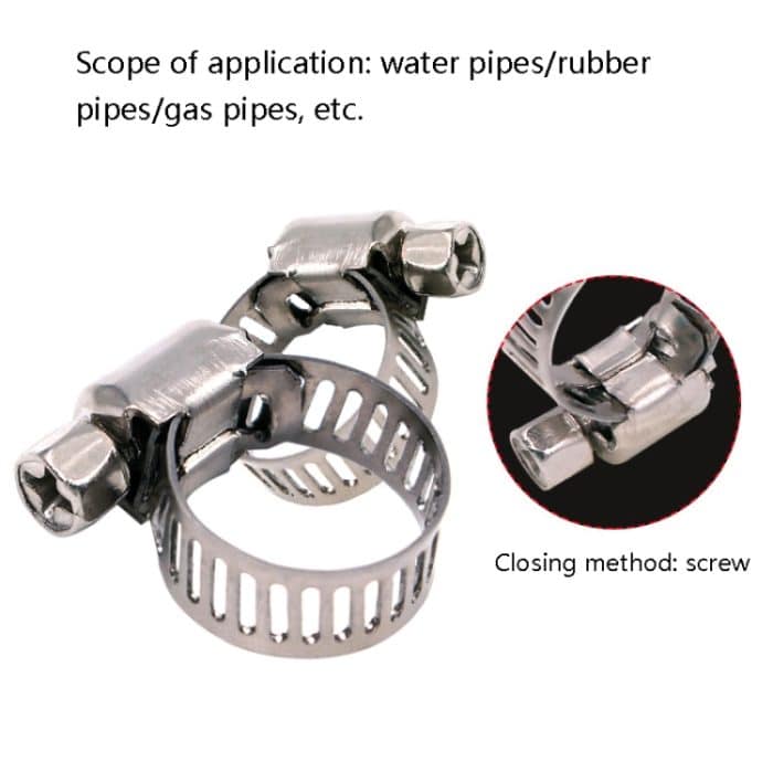 100 Stück Edelstahl-Wasserrohr-Schlauchschelle, Stainless Steel Pipe Clamp – Bild 5
