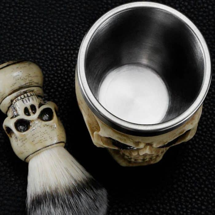 Schädelreinigende Rasier- und Schaumwerkzeuge, Armor Bubbling Bowl, Robot Bubbling Bowl, Skull Head Bubbling Bowl, Skull Head Beard Brush, Beard Brush Golden, Beard Brush Silver, Beard Brush Black – Bild 3