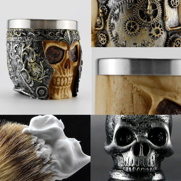 Schädelreinigende Rasier- und Schaumwerkzeuge, Armor Bubbling Bowl, Robot Bubbling Bowl, Skull Head Bubbling Bowl, Skull Head Beard Brush, Beard Brush Golden, Beard Brush Silver, Beard Brush Black – Bild 4