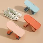 2 Stück 3-stufig verstellbares doppellagiges Schuhregal, Blue, Orange, Pink – Bild 2