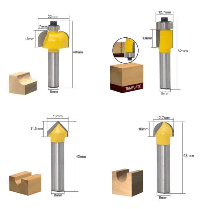 12 Teile/satz Holzbearbeitung Graviermaschine Trimmer Schneidwerkzeug, 8 Handle With Wooden Box, 8 Handles Without Wooden Box – Bild 3
