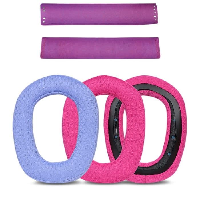 1 Paar Schwamm-Ohrenschützer-Kopfstützenpolster für Logitech G435, Rose Red Earmuffs, Blue Earmuffs, Black Headbeam, Purple Headbeam, Blue Headbeam – Bild 2