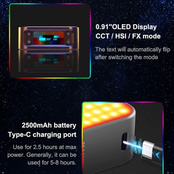 MAMEN D01 66 LEDs 2500-9000K doppelseitige RGB-LED-Fülllichter – Bild 8