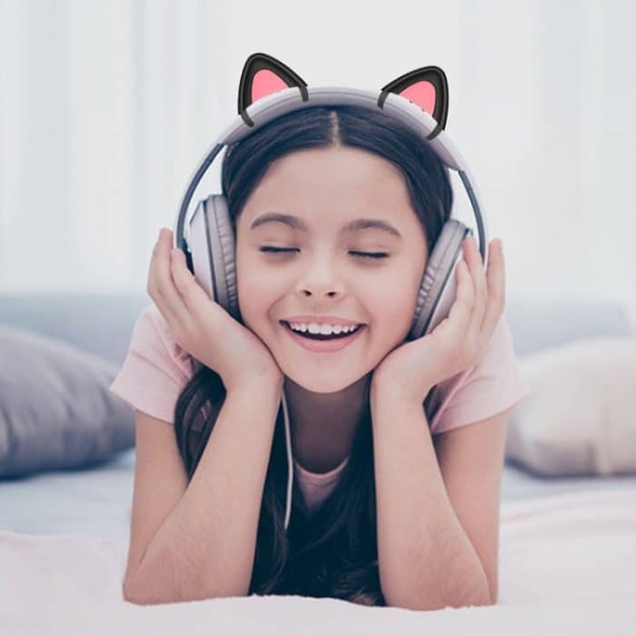 T6 Niedliche Katzenohren-Dekoration für Kopfhörer, Black, White – Bild 5