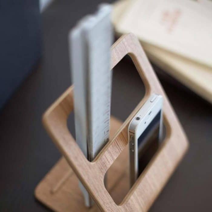 Couchtisch-Aufbewahrungsregal aus Holz mit Multifunktions-Fernbedienungs-Organizer, Wood Color, Walnut – Bild 4