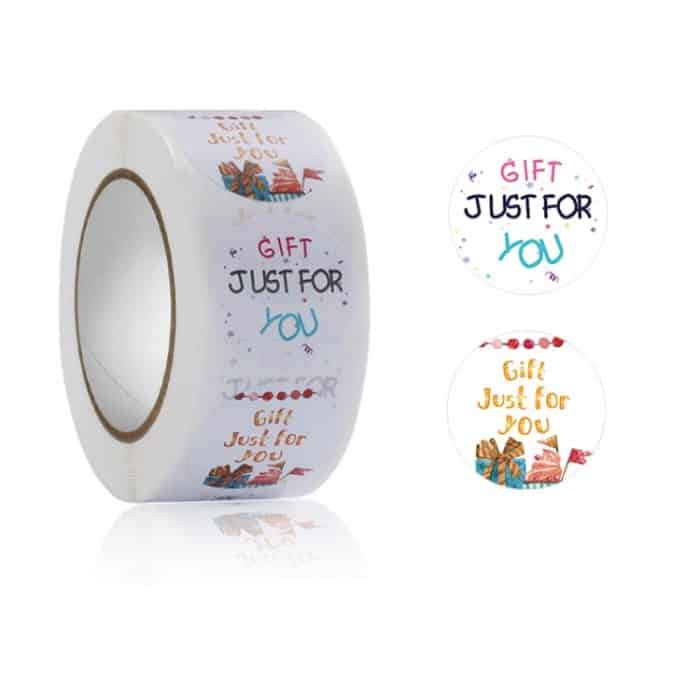 TBD0601924901A.jpg 5 STÜCK GESCHENK „Just For You“, runder Aufkleber, Siegelaufkleber, 2.5cm / 1 Inch – Bild 1