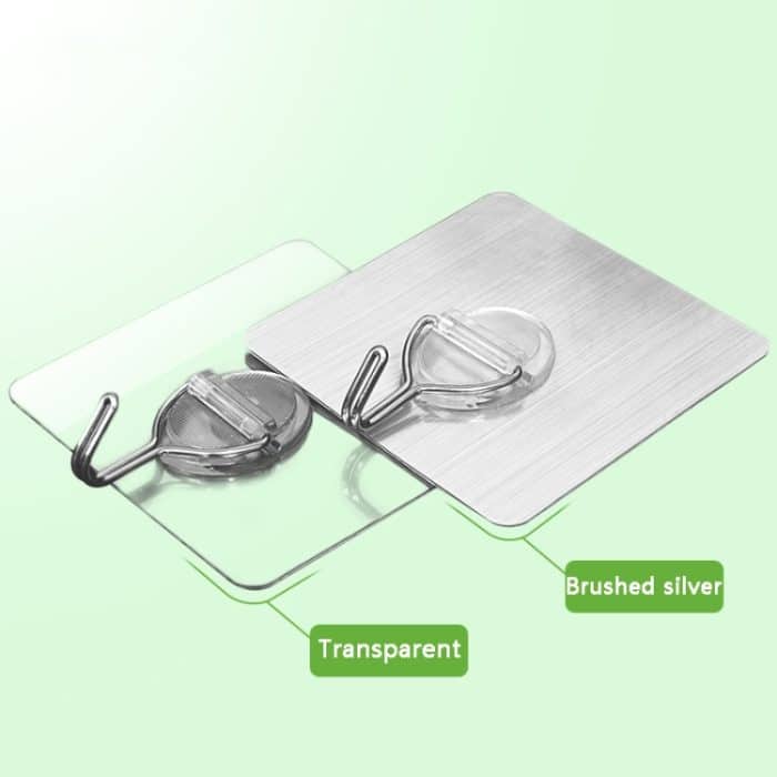 8 Stück WL-003-08 7 x 7 cm multifunktionaler Edelstahl-Klebehaken, Transparent, Brushed Silver – Bild 2