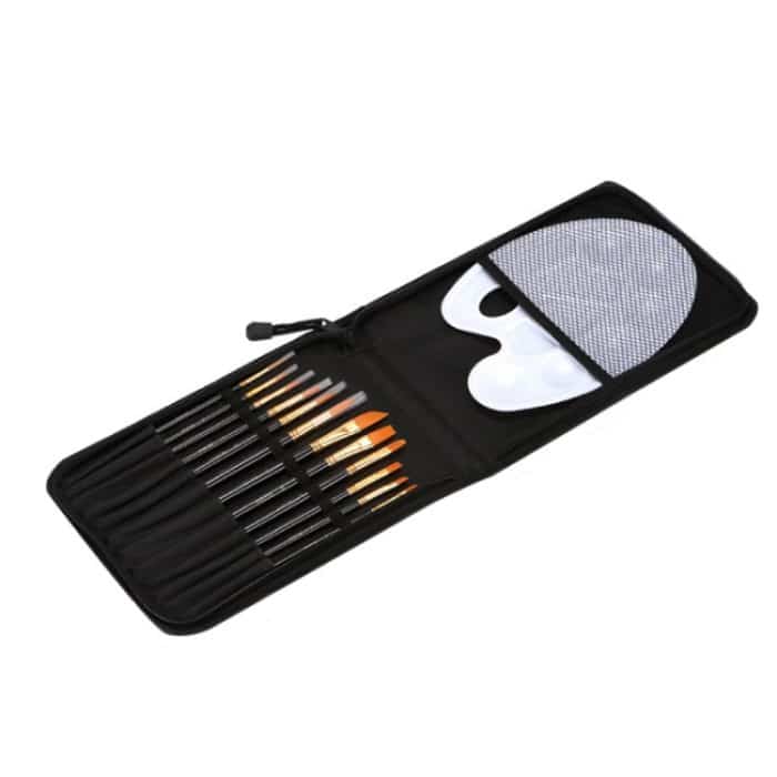 12-teiliges Multifunktions-Gouache-Ölpinsel-Set mit Aufbewahrungstasche, Palettenschaber, 12 PCS/Set Oil Brush Set – Bild 1