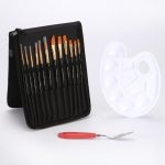 12-teiliges Multifunktions-Gouache-Ölpinsel-Set mit Aufbewahrungstasche, Palettenschaber, 12 PCS/Set Oil Brush Set – Bild 2