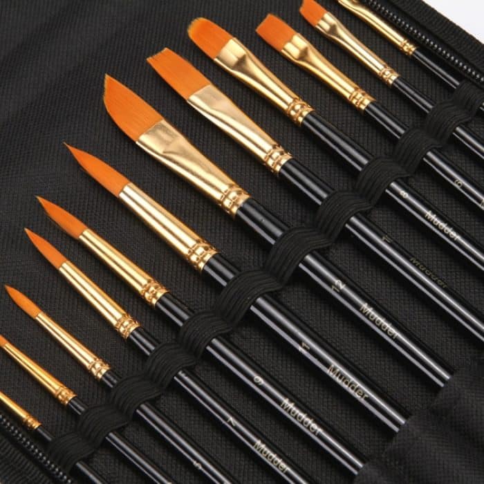 12-teiliges Multifunktions-Gouache-Ölpinsel-Set mit Aufbewahrungstasche, Palettenschaber, 12 PCS/Set Oil Brush Set – Bild 5
