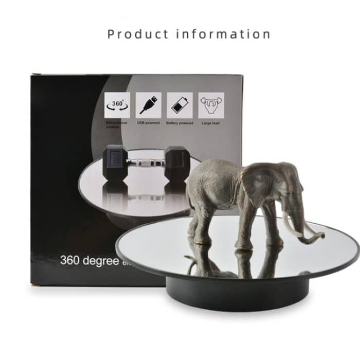 25 cm USB-Power-Rotationsständer Videoaufnahme-Requisiten-Plattenspieler, Black Mirror, White Mirror, Golden Mirror, Silver Mirror, White+White Velvet, White+Black Velvet, White Bottom Frosted, Black Bottom Frosted, Black+Black Velvet – Bild 7