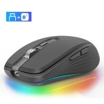 Fmouse M303 2400DPI Bluetooth und 2,4G Dual-Modi wiederaufladbare RGB-Maus, Gray, Pink, White