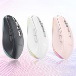 Fmouse M303 2400DPI Bluetooth und 2,4G Dual-Modi wiederaufladbare RGB-Maus, Gray, Pink, White – Bild 2