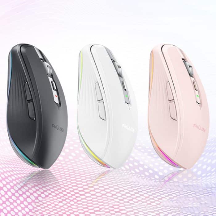 Fmouse M303 2400DPI Bluetooth und 2,4G Dual-Modi wiederaufladbare RGB-Maus, Gray, Pink, White – Bild 2