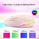 Fmouse M303 2400DPI Bluetooth und 2,4G Dual-Modi wiederaufladbare RGB-Maus, Gray, Pink, White – Bild 5