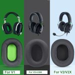 1 Paar Ohrpolster für Razer BlackShark V1 / V2 X / V2 USB-Headset, Black Mesh, Black Gel, Black+Green Mesh – Bild 2