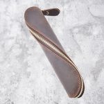 A-T09 S Reißverschluss Crazy Horse Leder Vintage Leder Stifttasche, Coffee, Brown Yellow, Ink Green, Blue, Wine Red, Purple