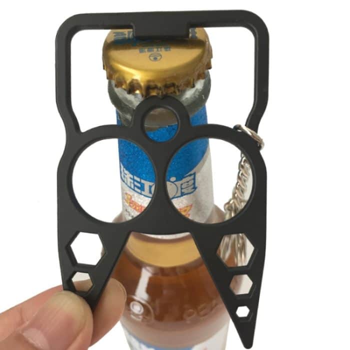 2 Stück 6-in-1 multifunktionaler Schlüsselanhänger-Flaschenöffner aus Zinklegierung, Black, Silver, Gold, Bright Green, Grass Green, Pink – Bild 3