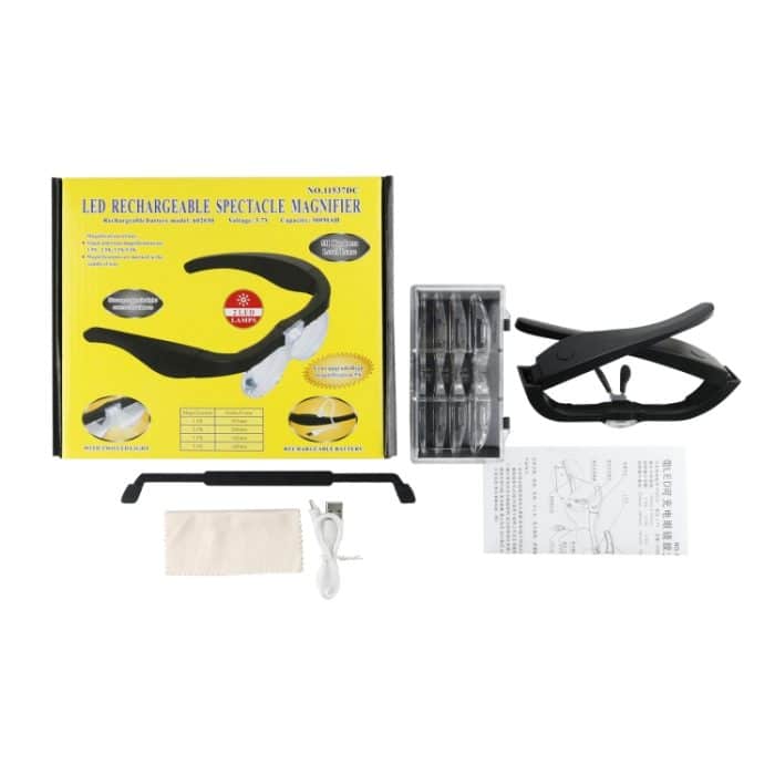 11537DC 1.5x / 2,5x / 3,5x / 5x wiederaufladbare LED-Lichtglas-Lupe – Bild 7
