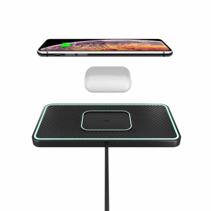 TBD0602036501.jpg C1-PRO 2-in-1-Auto-Wireless-Charging-Anti-Rutsch-Pad mit Leuchtfunktion für AirPods / iPhone, C1PRO Black – Bild 1