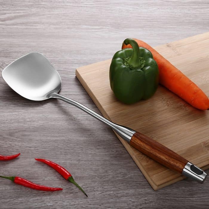 TBD0602074701.jpg 304 Edelstahl-Holzgriff, Küchenutensilien, Stil:, Fried Spatula, Soup Spoon, Slotted Spoon, Slotted Shovel, Noodle Scoop, Rice Spoon – Bild 1