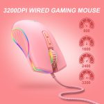 E32 7 Tasten 3200 DPI Pink Girls RGB leuchtende kabelgebundene Gaming-Maus, Schnittstelle:, Type-C, USB – Bild 4