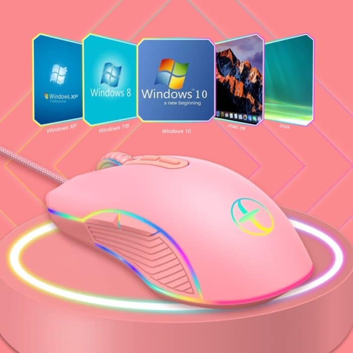 E32 7 Tasten 3200 DPI Pink Girls RGB leuchtende kabelgebundene Gaming-Maus, Schnittstelle:, Type-C, USB – Bild 7