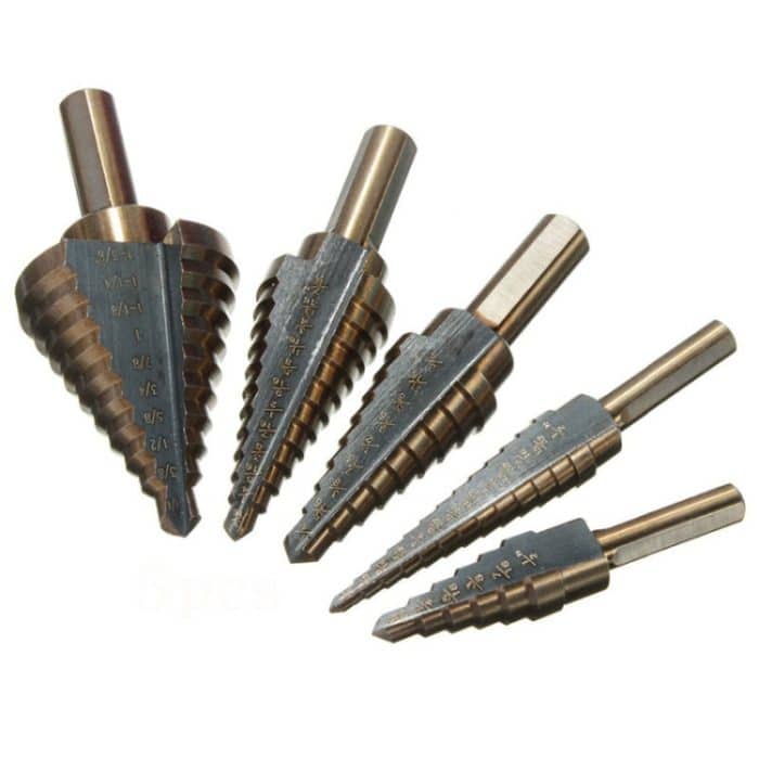Pagodenbohrer, Hochgeschwindigkeits-Stahlöffner, dreieckiger Griff, Treppenbohrer, 5 In 1 / Set Stairs Drill Bit – Bild 2