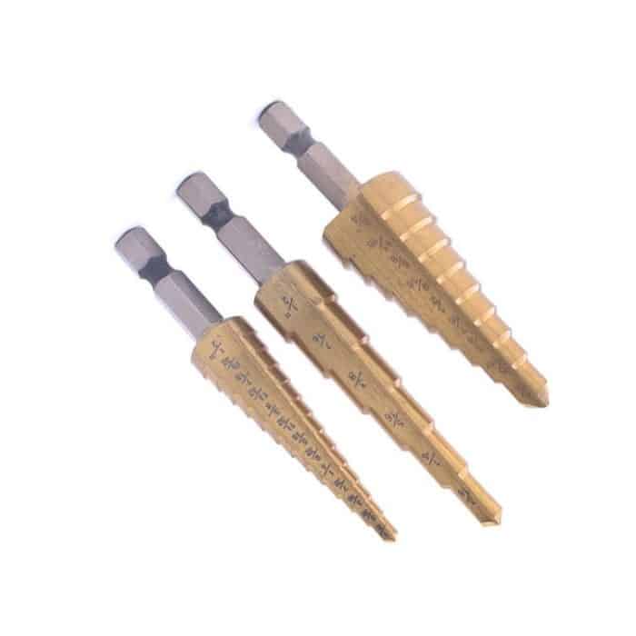 3-in-1-Sechskantschaft-Stufenbohrer, Schnellarbeitsstahl-Werkzeug zum Öffnen des hinteren Lochs, 3 In 1 / Set Hexagonal Shank Step Drill – Bild 2