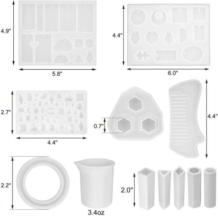 129 in 1 Mal Edelstein Halskette Anhänger Kristall Epoxidharz Silikonform Set – Bild 2