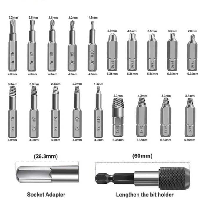 22-teiliges Schnellarbeitsstahl-Anti-Zahn-Kältemittelentfernungswerkzeug zum Herausnehmen von Stellschrauben, Anti-Tooth Refrigerant Removal Tool – Bild 4