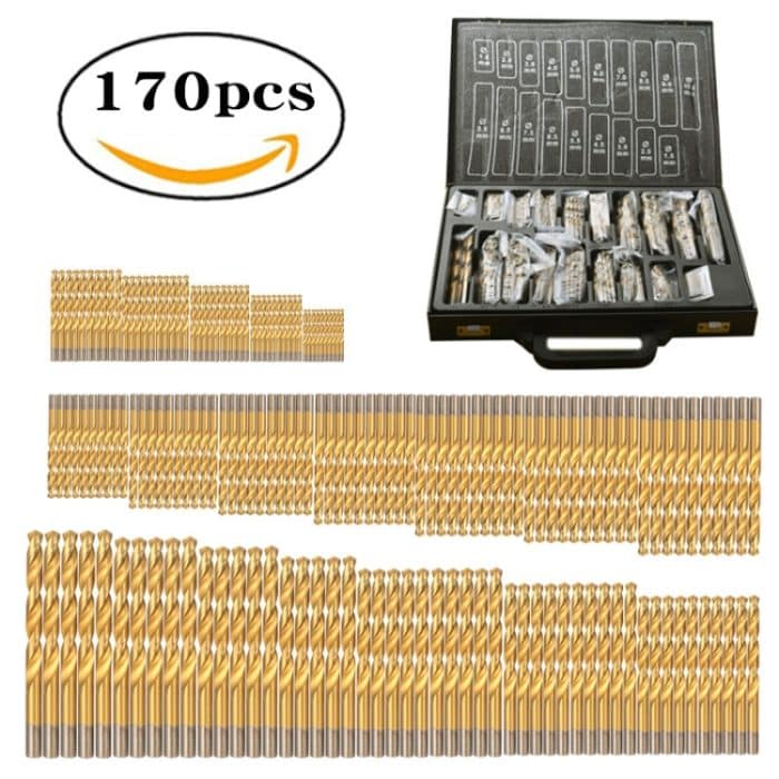 170 Stück/Set 1–10 mm Schnellarbeitsstahl-Metall-Spiralbohrer mit offenem Loch und geradem Schaft, 170 PCS / Set – Bild 1