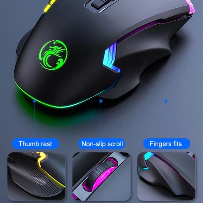 IMICE T70 programmierbare kabelgebundene Gaming-Maus mit 8 Tasten und 7200 DPI RGB-Beleuchtung, Kabellänge: 1,8 m, T70 – Bild 5