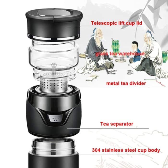 101–500 ml Isolierbecher, Tee-Wasser-Trennung, Teetasse, Stil:, Stainless Steel  Black, Stainless Steel  Coffee, Stainless Steel  Gray, Black+Gift Box, Coffee+Gift Box, Gray+Gift Box, Glass Black+Gift Box, Glass Coffee+Gift Box, Glass Gray+Gift Box... – Bild 5