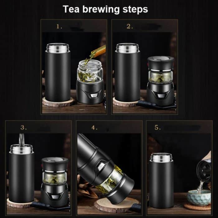 101–500 ml Isolierbecher, Tee-Wasser-Trennung, Teetasse, Stil:, Stainless Steel  Black, Stainless Steel  Coffee, Stainless Steel  Gray, Black+Gift Box, Coffee+Gift Box, Gray+Gift Box, Glass Black+Gift Box, Glass Coffee+Gift Box, Glass Gray+Gift Box... – Bild 6
