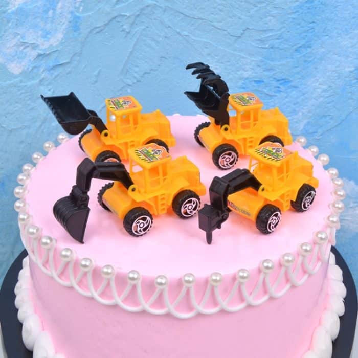 6 Sets Kuchen, dekoratives Backtechnik-Fahrzeugspielzeug – Bild 4