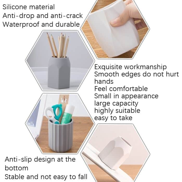 Desktop Einfache Kosmetik Stift Lagerung Student Stift Halter Schreibwaren Box, Geometric White, Geometric Gray, Vertical White, Vertical Gray, Minimalist White, Minimalist  Gray, Wave Point White, Wave Point Gray, Prismatic White, Prismatic Gray – Bild 4